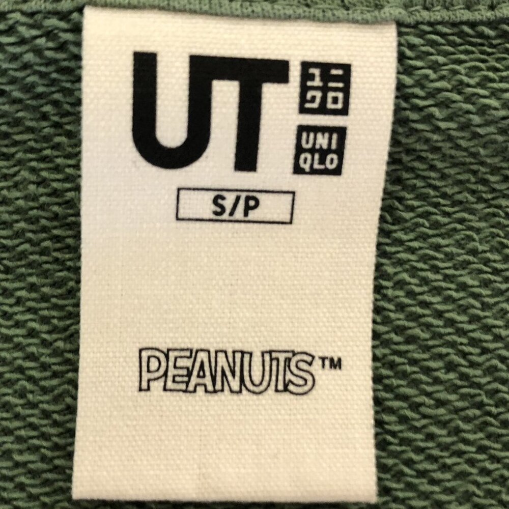 Uniqlo Peanuts Snoopy Joe Cool Crew Neck Sweatshirt Green Pullover Raglan Size S - Picture 5 of 16